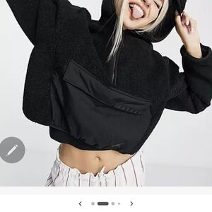 Jordan Cosy Girl Black Half-Zip Fleece Hoodie- Size Small